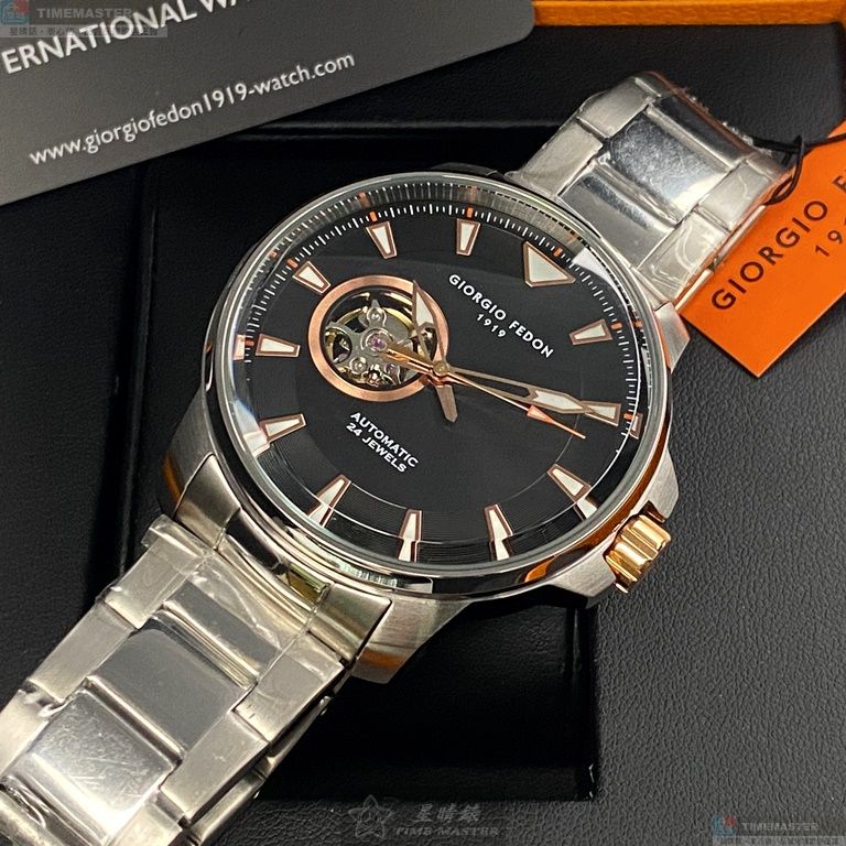 [星晴錶業]GiorgioFedon1919手錶,46mm,GF00119黑色錶面銀錶殼銀色精鋼錶帶款, , large