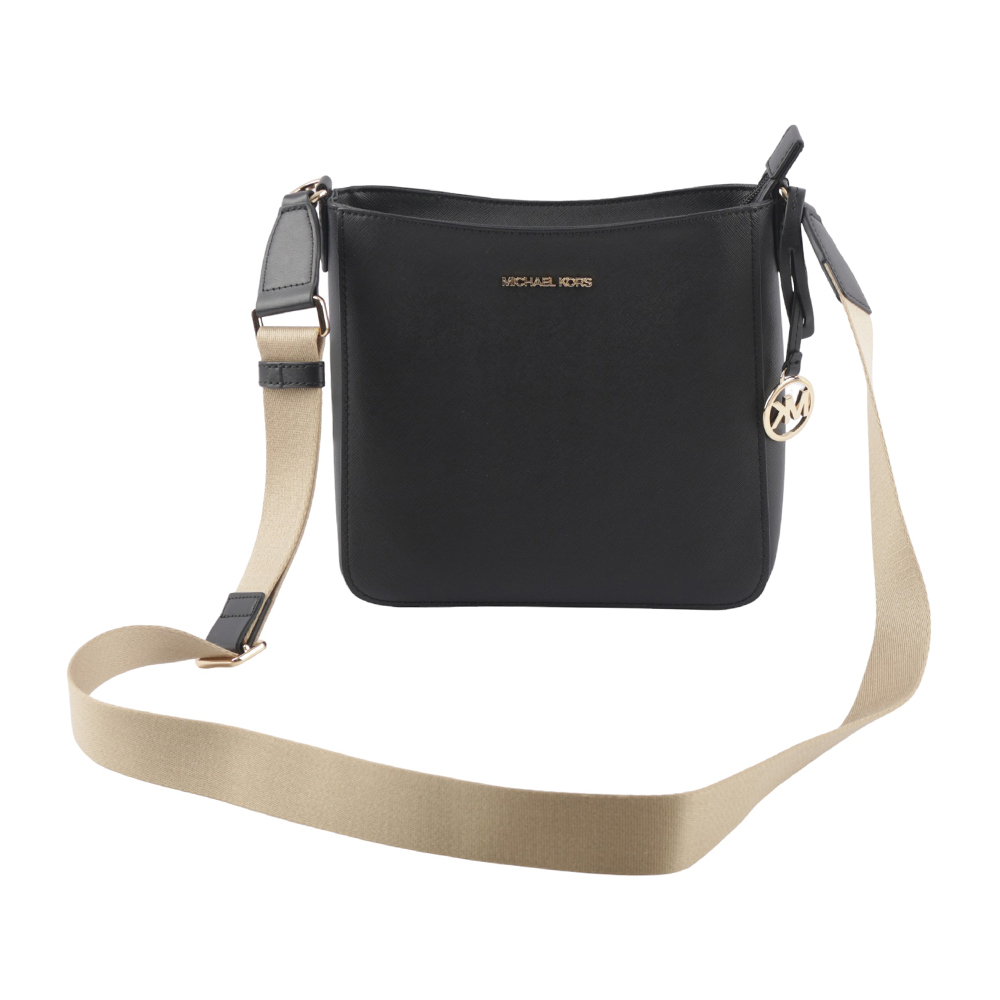 Michael Kors Jet Set Travel 金字防刮帆布斜背郵差包/黑色, , large