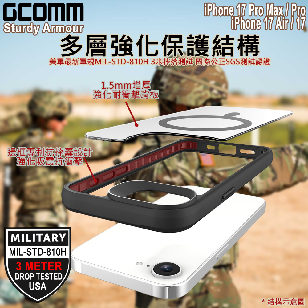 GCOMM iPhone 17 / Pro Max / Pro / Air 3米軍規磁吸防摔殼 Sturdy Armour MagSafe兼容, , large