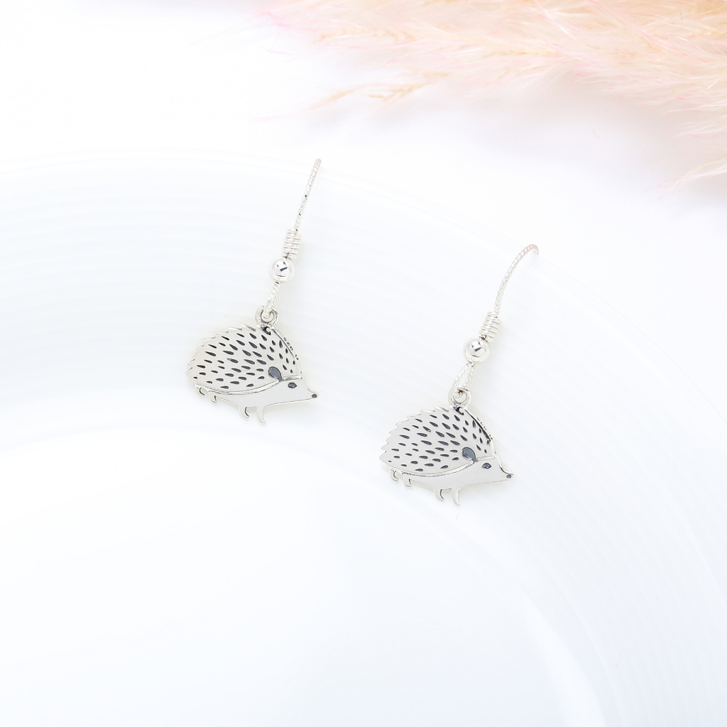 【Angel & Me】Cute Hedgehog s925 sterling silver earrings Birthday gift, , large