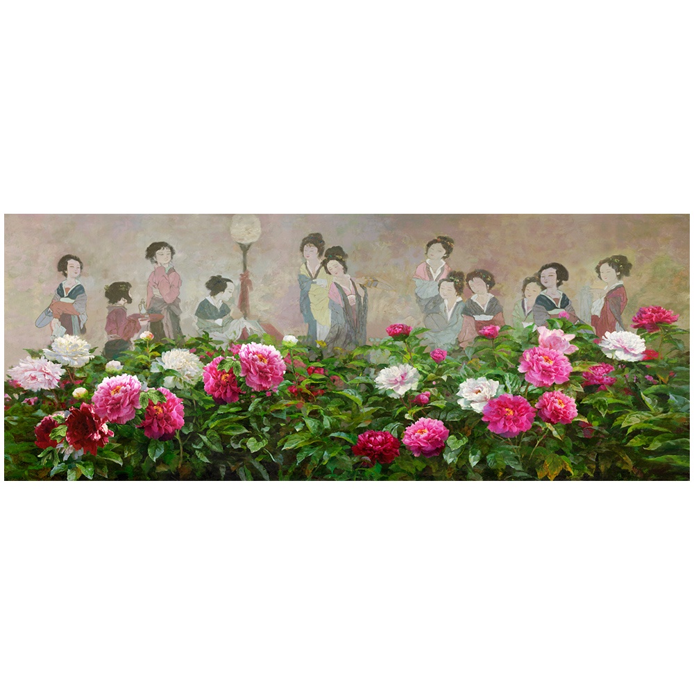 【御畫房】榮華富貴 國家一級畫師手繪油畫60&times;120cm(VF-58), , large