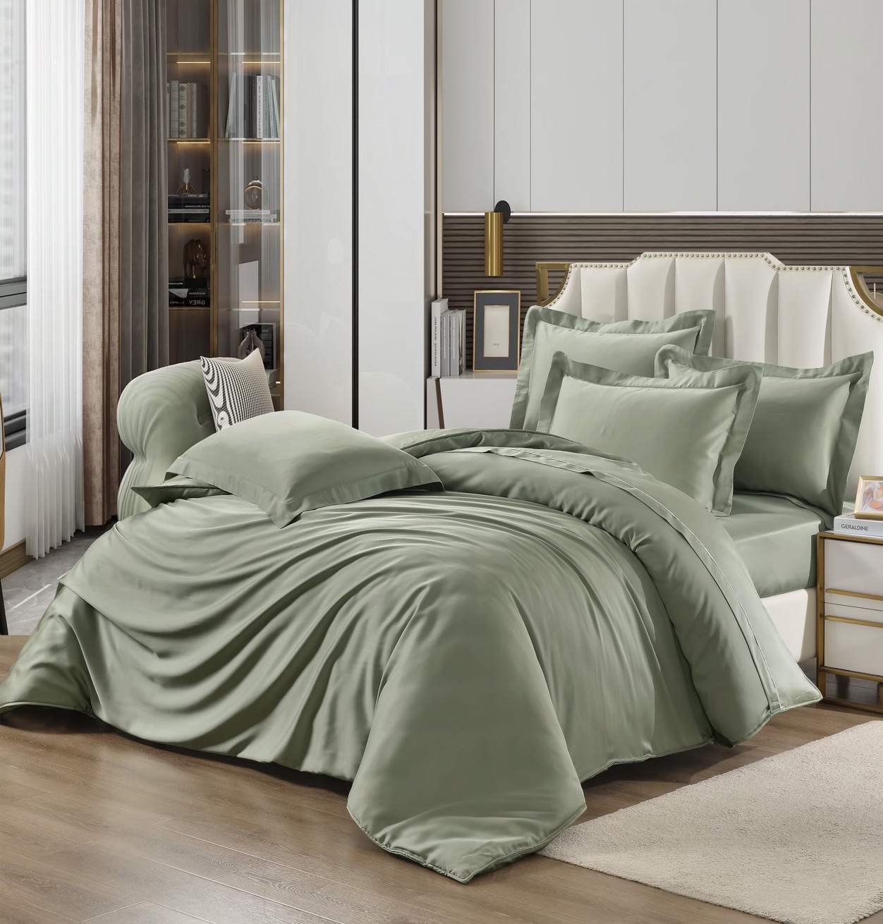 [Sleep Cotton House] 100% Lyocell 60 thread count Tencel bed bag + dual purpose quilt set - 6 feet double size, , large
