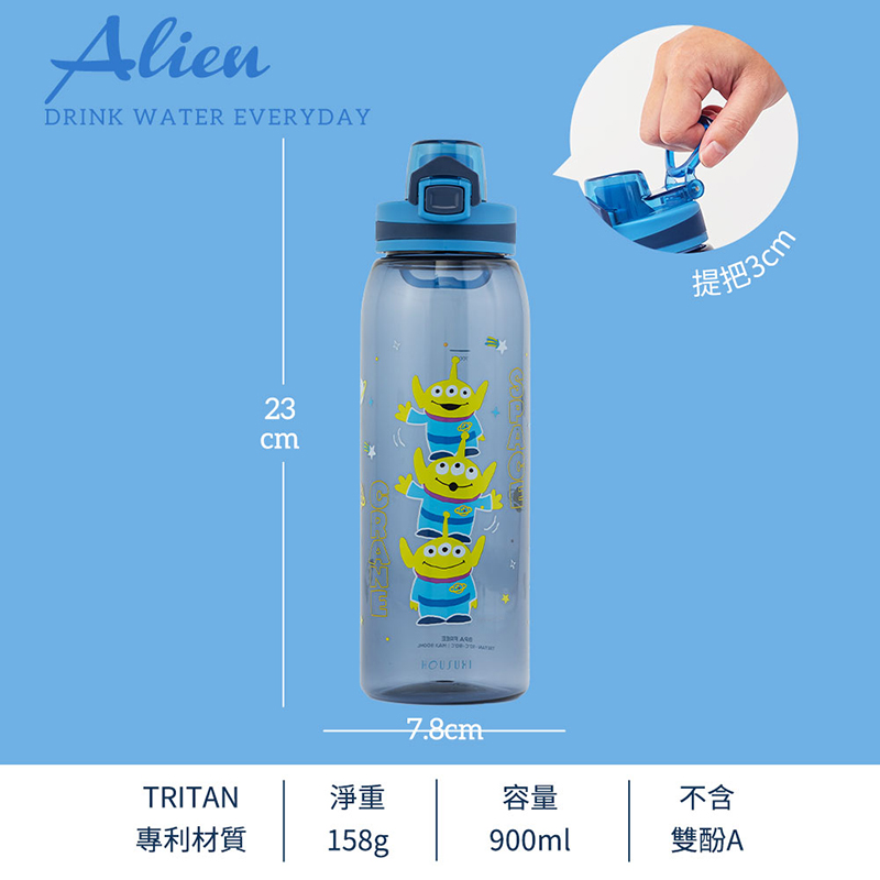 『HOUSUXI．舒希』迪士尼玩具總動員系列-三眼怪-Tritan彈蓋水瓶900ml(A2), , large