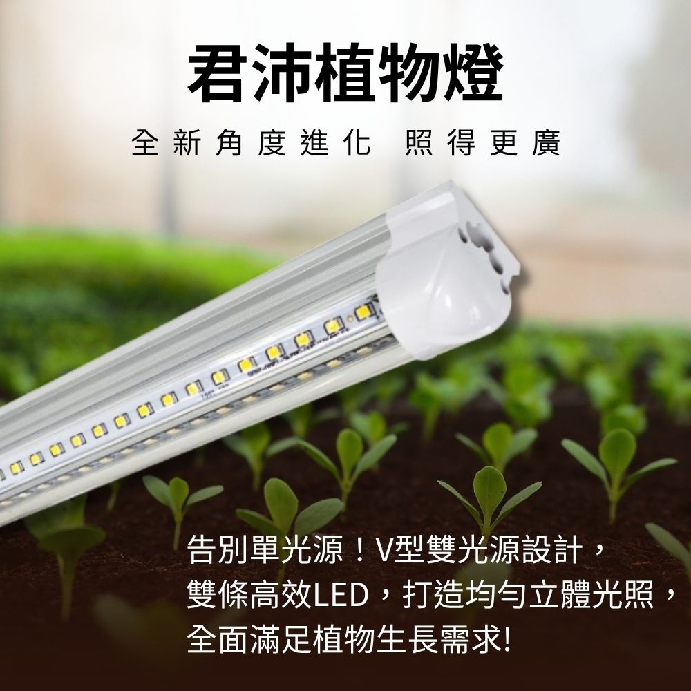 【君沛】V型雙排 50W功率 3呎T8一體式 全光譜 抑制徒長 觀葉植物 龍舌蘭 中型層架專用, , large