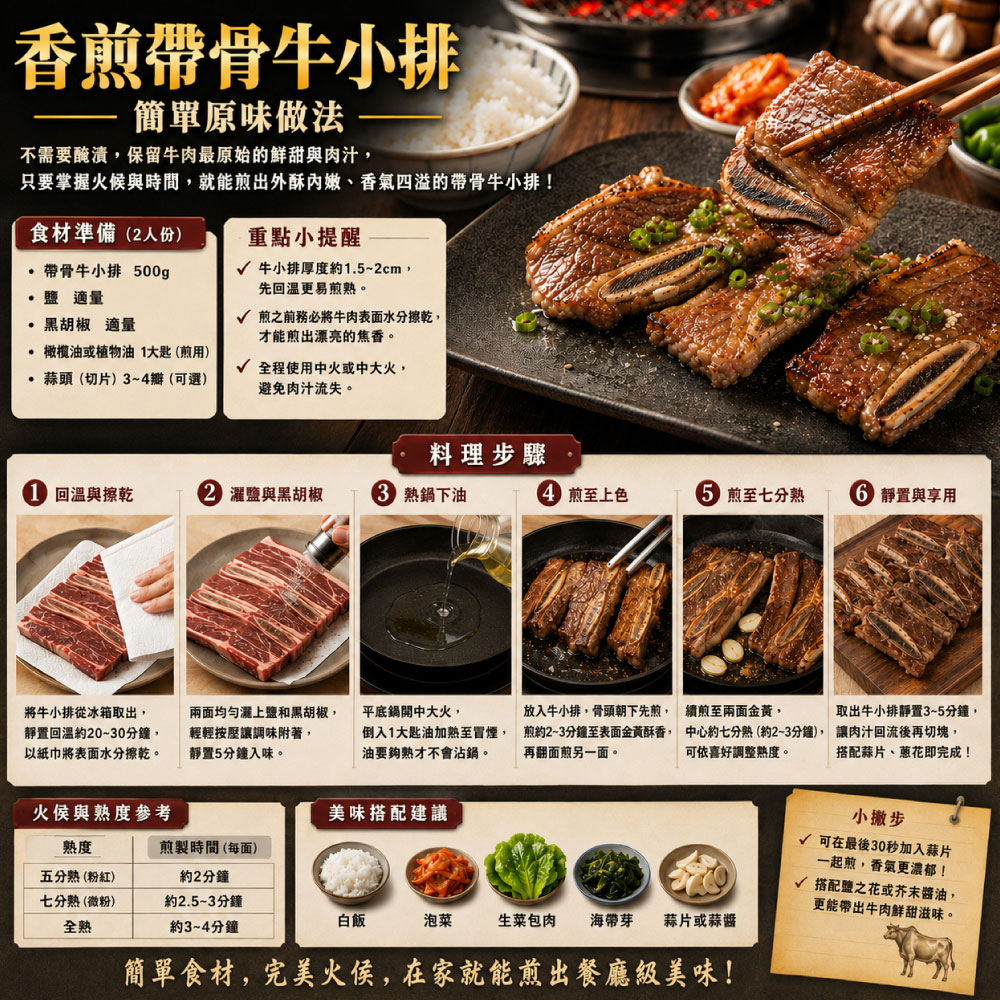 豪鮮牛肉 美國安格斯帶骨牛小排8包(200g/包/3~6片/單骨切), , large