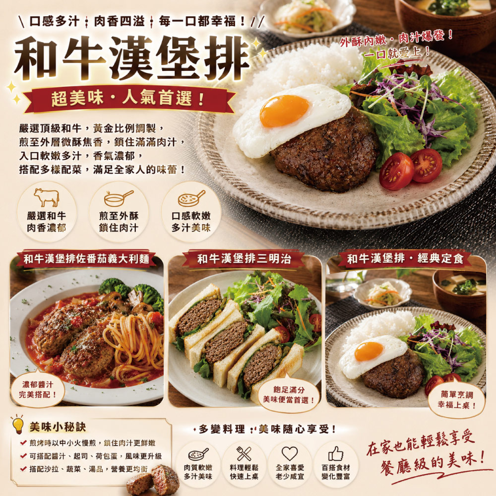 約克街肉鋪 手拍Ａ5和牛漢堡排16片（100g&plusmn;10%/片）, , large
