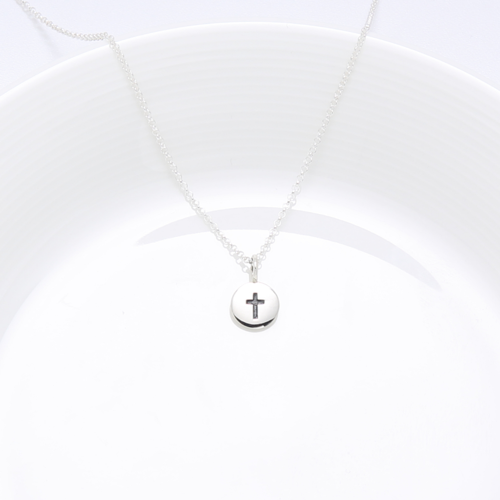 【Angel & Me】Circle Cross s925 sterling silver necklace Christmas gift, , large