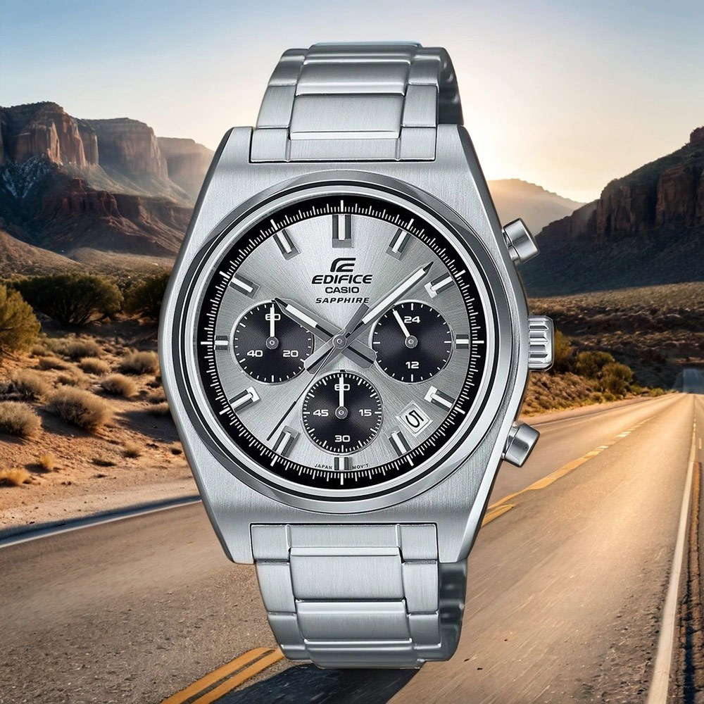 CASIO 卡西歐 EDIFICE 經典運動三眼計時手錶 EFB-730D-7AV, , large