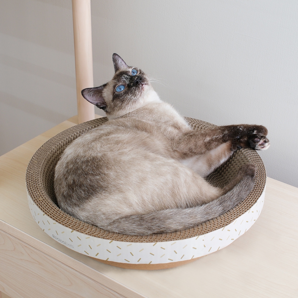 【paipaipets】Cardboard cat scratcher bowl, , large