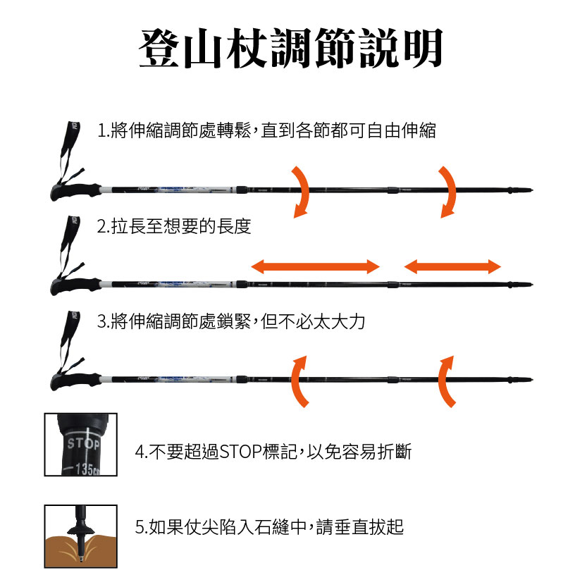 80% Carbon Trekking Pole, , large