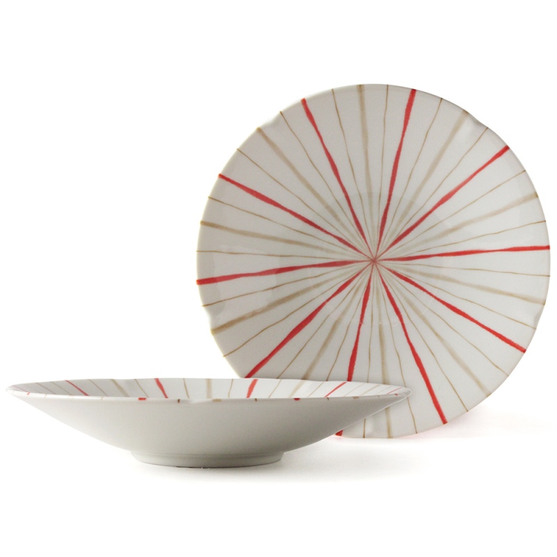[豐名日本餐具] 8.0"湯盤 二色十草 有古窯 / C08PL0-364, , large