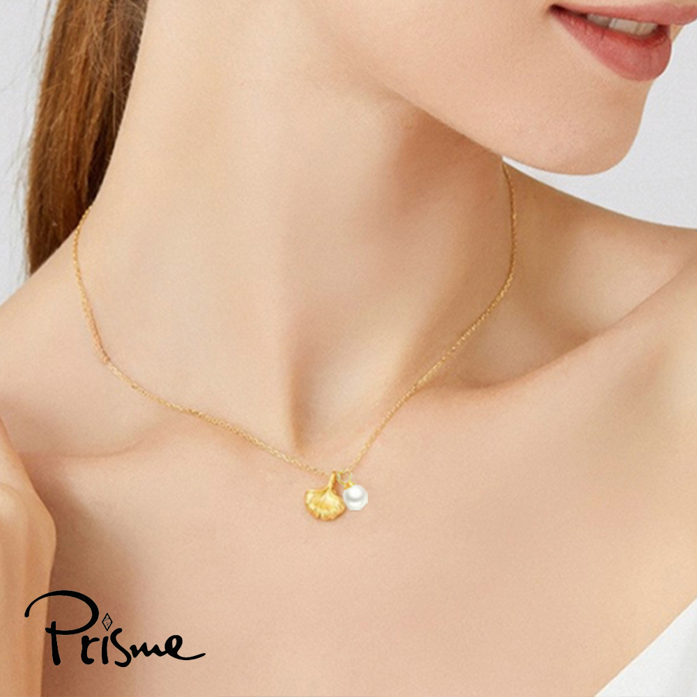 【Prisme Gold】黃金項鍊 銀杏珍珠墜飾 (金重：約0.02錢&plusmn;0.01), , large