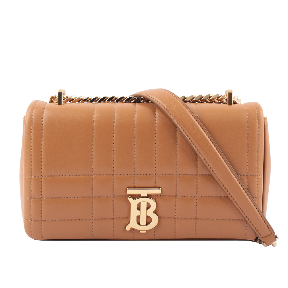 BURBERRY Lola 小羊皮縫線設計小款翻蓋鍊包/楓葉棕色, , large