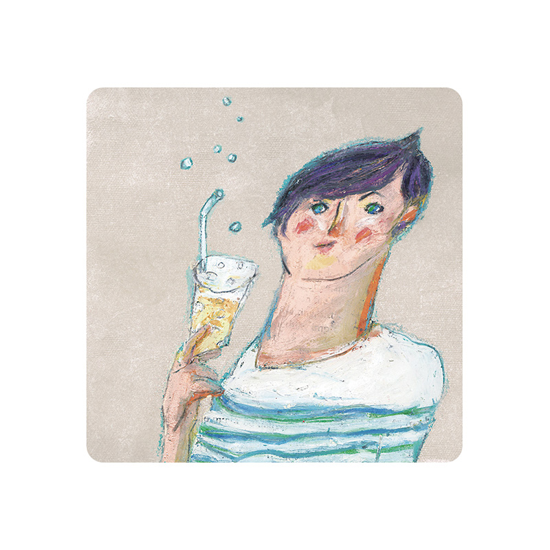 【怪獸】軟式珪藻土吸水杯墊 A Cup of Life---Ducky Shen (10x10cm) -Swing boy, , large