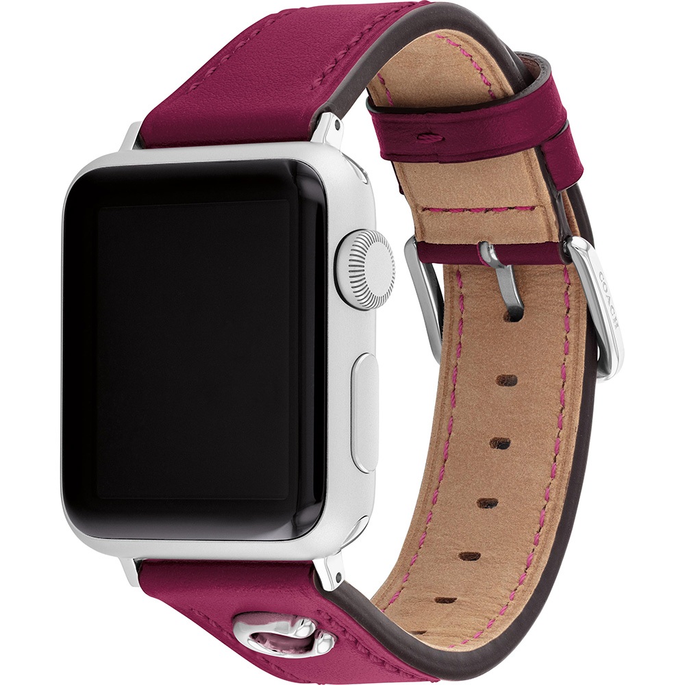 COACH Apple Watch 錶帶 38/40mm 適用 C字皮錶帶 - 紫色(不含手錶), , large