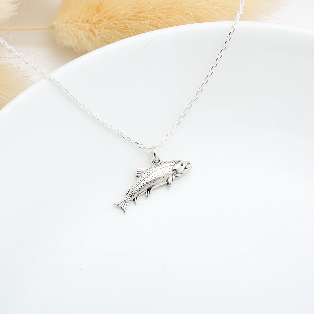 【Angel & Me】Cute Salmon s925 sterling silver necklace graduation gift, , large