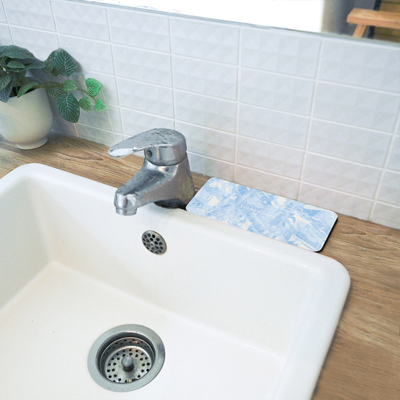 【Monster】 Soft Diatomaceous Earth Absorbent Soap Dish Mat &ndash; Misty Sakura Tales (19x10cm) &ndash; Glacier Blue, , large