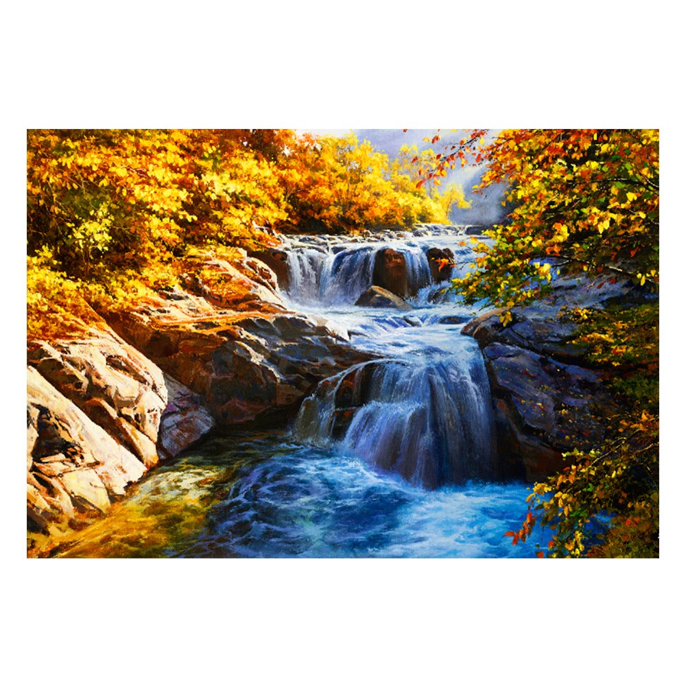 【御畫房】山谷溪流 國家一級畫師手繪油畫60&times;90cm(VF-89), , large