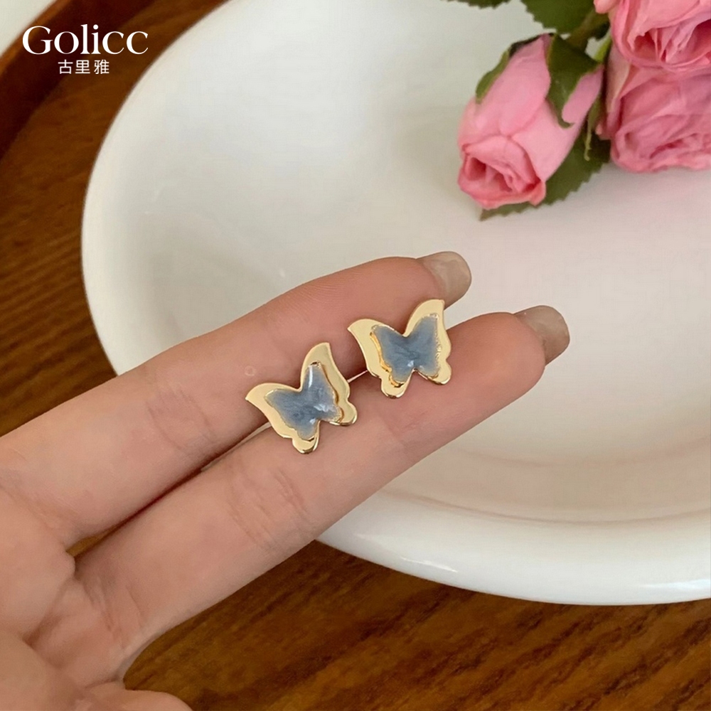【Gulicc】古莉可 耳環 立體藍色蝴蝶耳環, , large