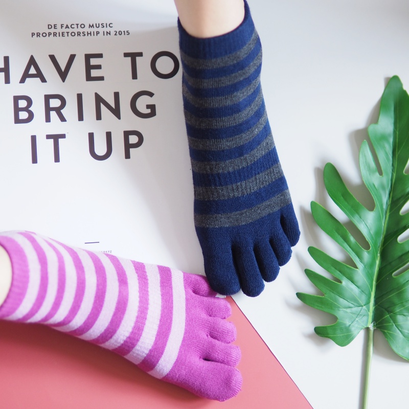 [Kaimei Cotton Industry] 6 pairs set, random and excellent, MIT made in Taiwan, antibacterial and deodorizing, pure cotton boat-shaped toe socks, striped style, , large