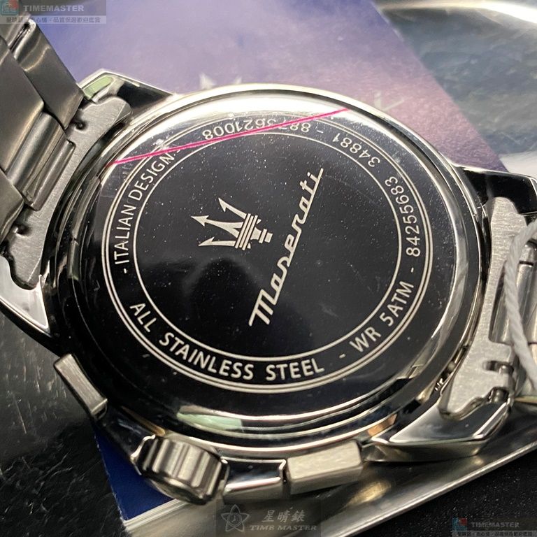 [星晴錶業]MASERATI手錶,44mm,R8873621008寶藍色錶面銀錶殼銀色精鋼錶帶款, , large
