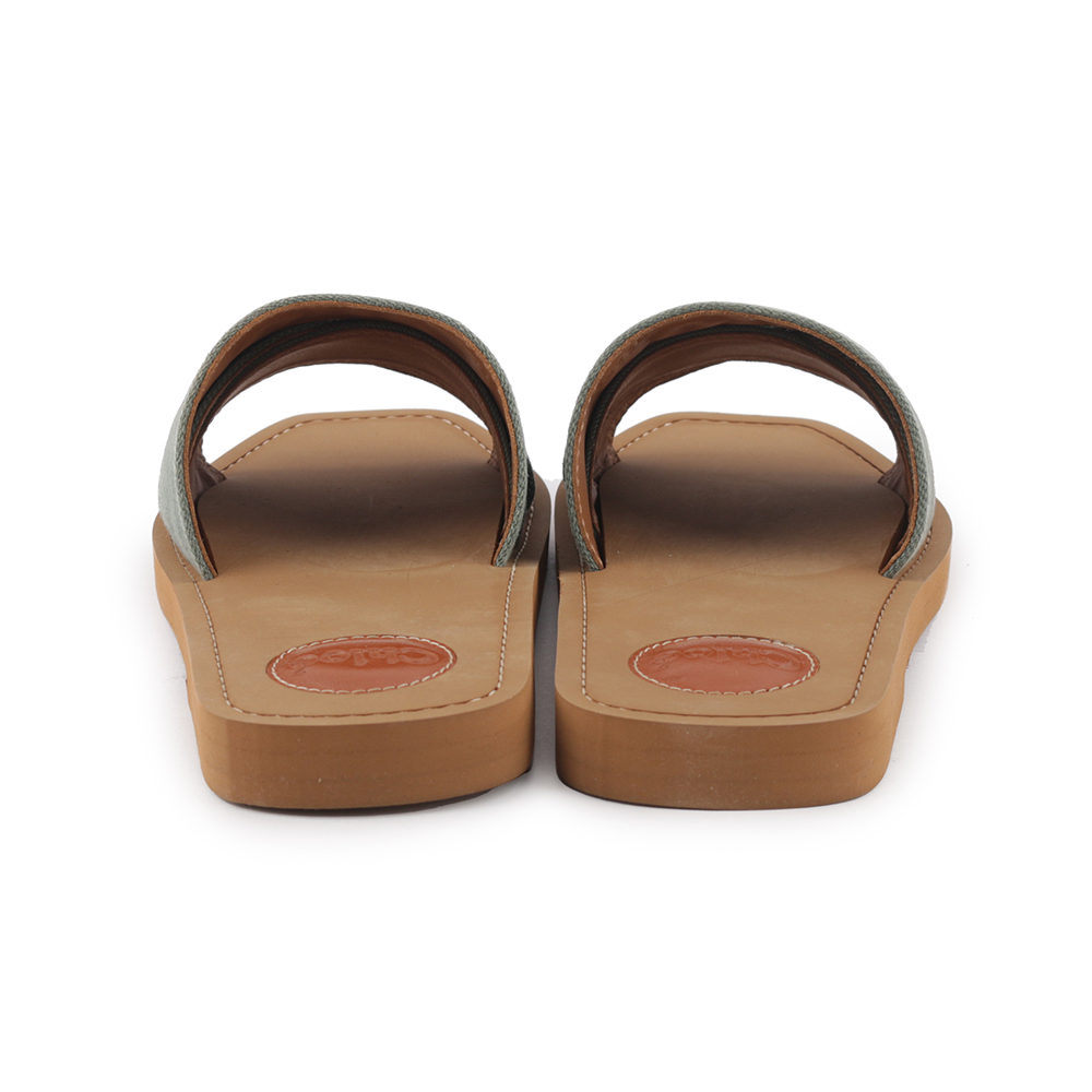 CHLOE' WOODY FLAT MULE 棉質牛仔平底拖鞋36/森林綠, , large