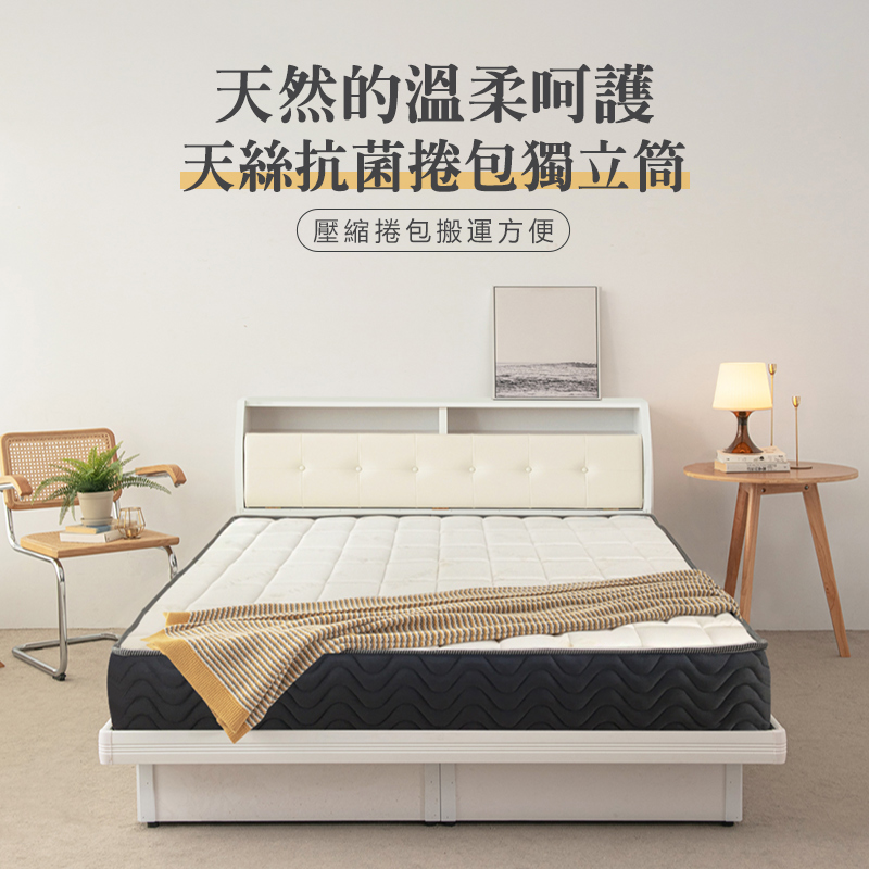 【KIKY】魯夫天絲捲包式獨立筒床墊, , large