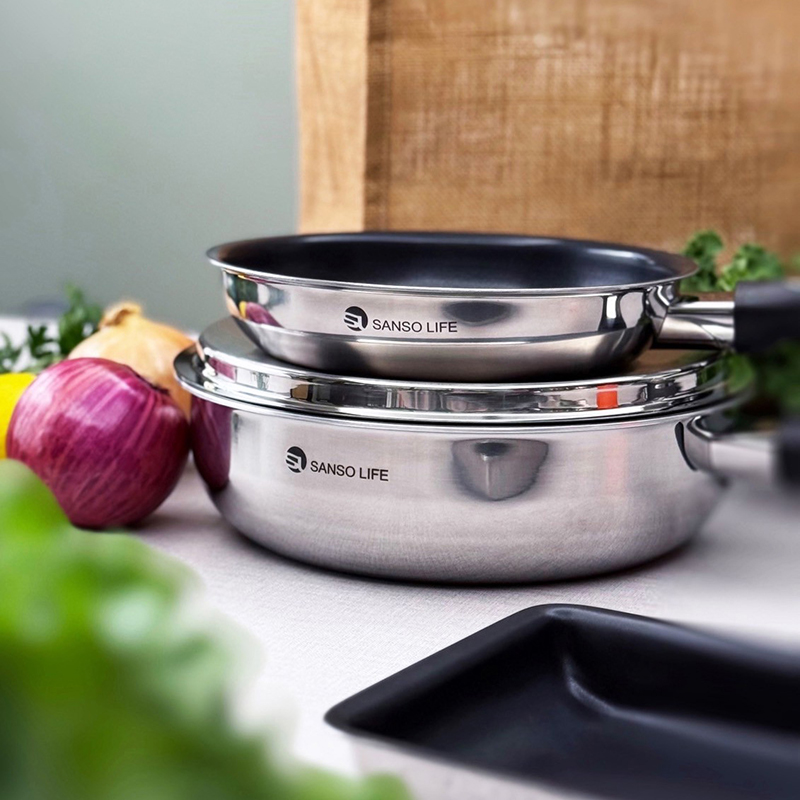 Wok Pan 24cm (With Stainless Lid), , large