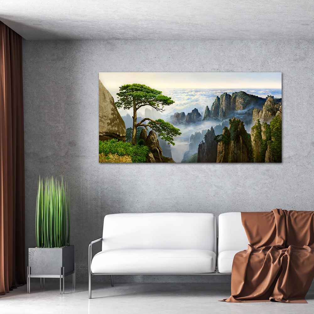 【御畫房】迎客松 國家一級畫師手繪油畫60&times;120cm(VF-139), , large