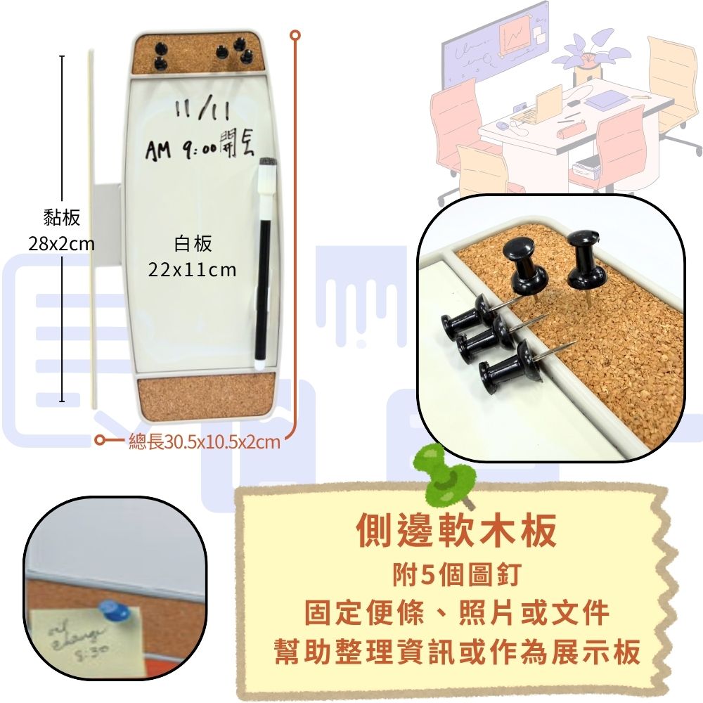 GS MALL 台灣製造 電腦螢幕造型留言板 白板 軟木板 造型白板 造型留言板 留言白板 螢幕留言板 電腦螢幕留言板, , large
