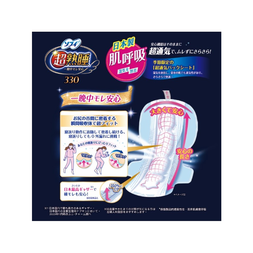 蘇菲超熟睡肌呼吸33cm衛生棉14片, , large