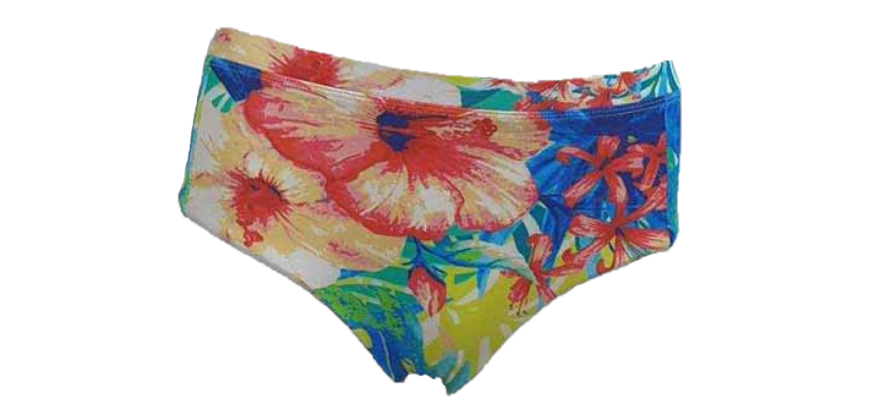 QXHEE.T.Made in Taiwan, mid-waist butt-beautiful swimming trunks (Geometric Dance/Flower Heat Wave/Smoke Blue), , large