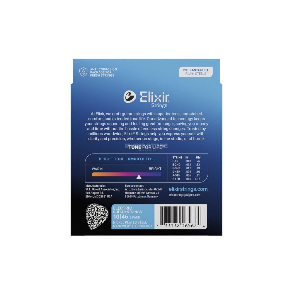 Elixir 16567 Nanoweb 薄包覆 電吉他套弦 10-46 3套組【敦煌樂器】, , large
