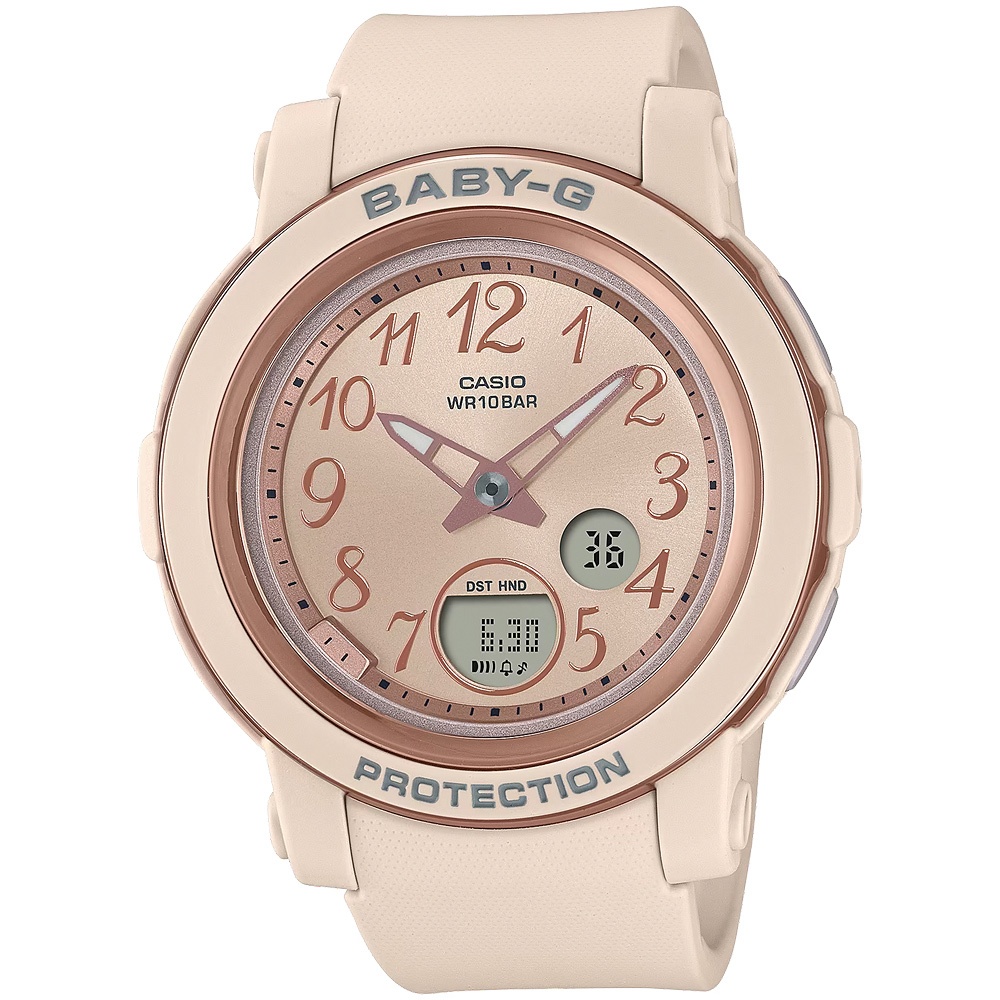 CASIO 卡西歐 BABY-G 金屬色雙顯女錶-奶茶色 BGA-290SA-4A, , large