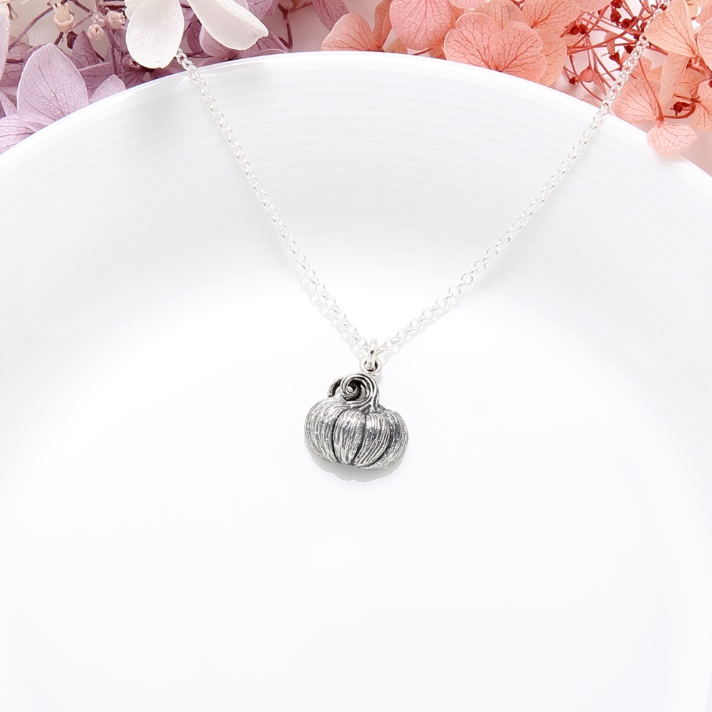 【Angel & Me】Pumpkin s925 sterling silver necklace Birthday Halloween gift, , large
