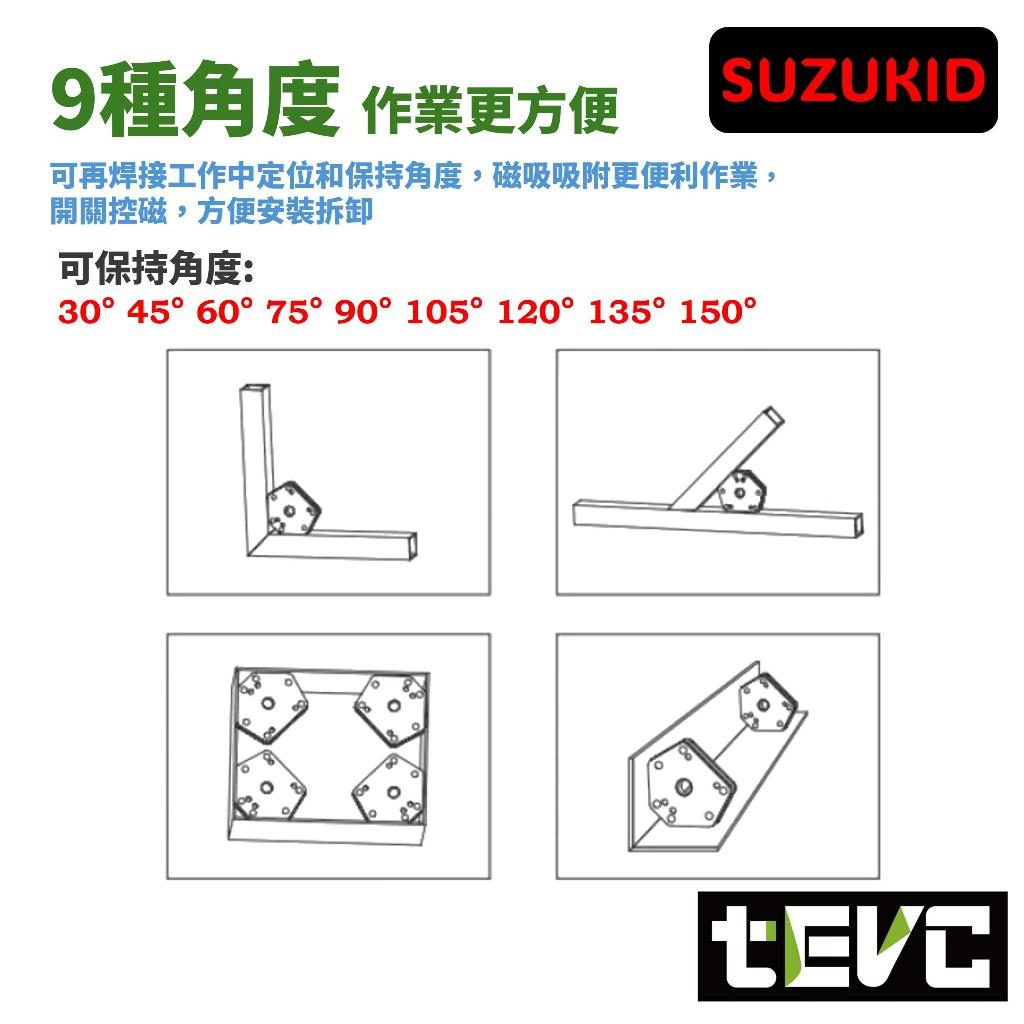 《tevc》發票 SUZUKID 六角形 焊接固定器 開關控磁 磁性 強磁焊接固定器 焊接輔助器 焊接定位器 磁吸固定器, , large