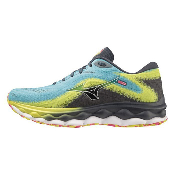 Mizuno Wave Sky 7 男 慢跑鞋 運動 路跑 緩震 透氣 耐磨 美津濃 藍黃灰 [J1GC230203], , large