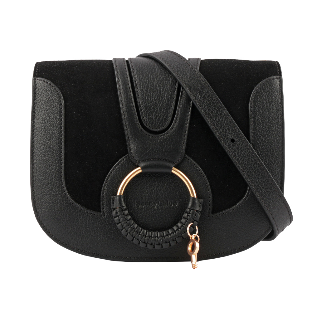 SEE BY CHLOE HANA bag 小型麂皮皮革斜背包/黑色, , large