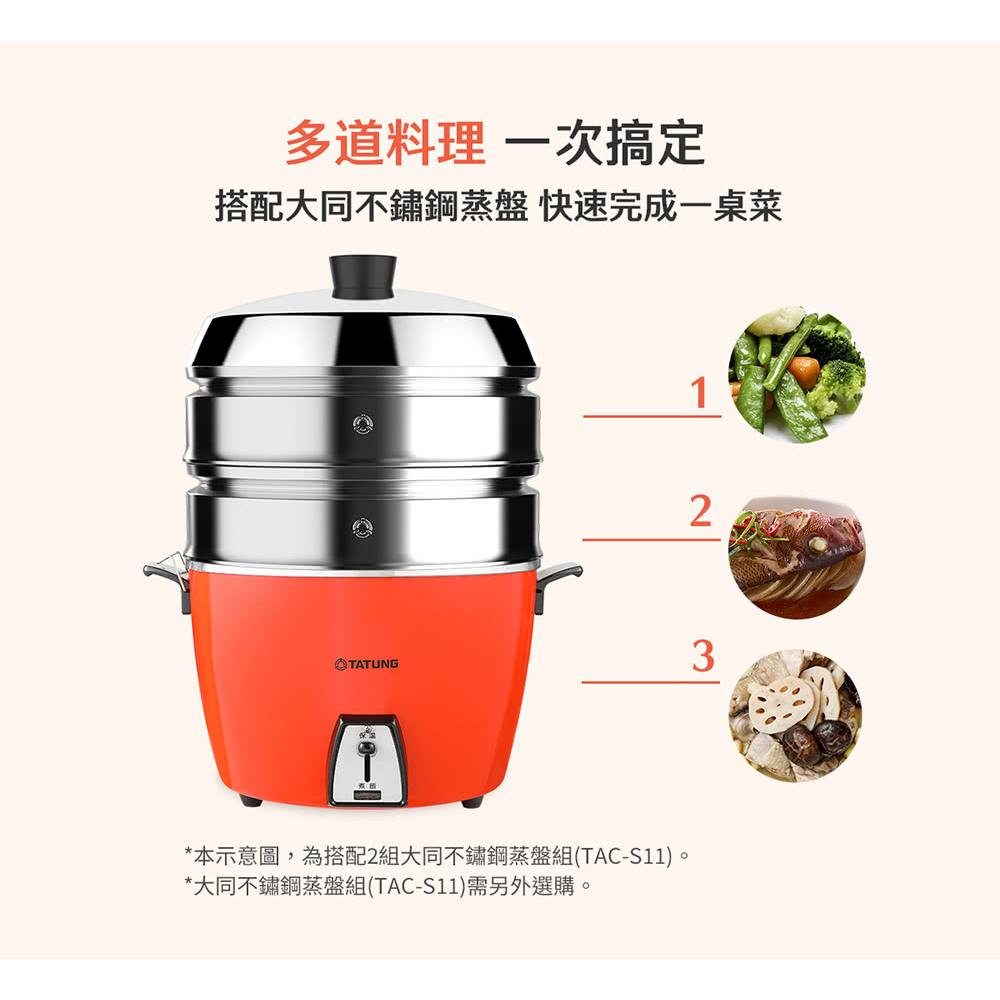 【TATUNG大同】10人份朱紅色電鍋 TAC-10L-DR, , large