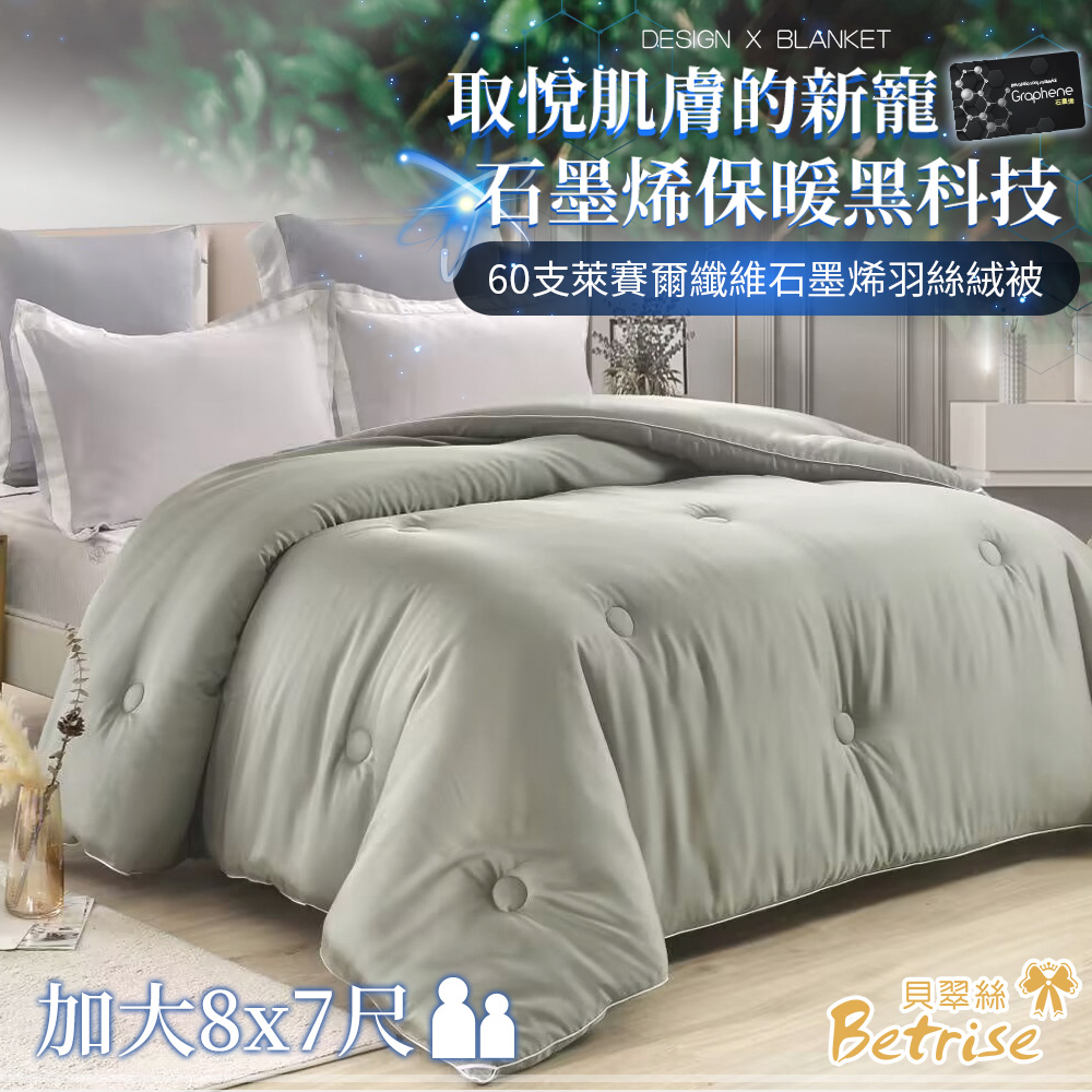 【Betrise】Mint Green-Top 300 Woven Lyocell Fiber Graphene Technology Antibacterial Feather Velvet Warm Winter Quilt (Extended 8x7 Feet), , large
