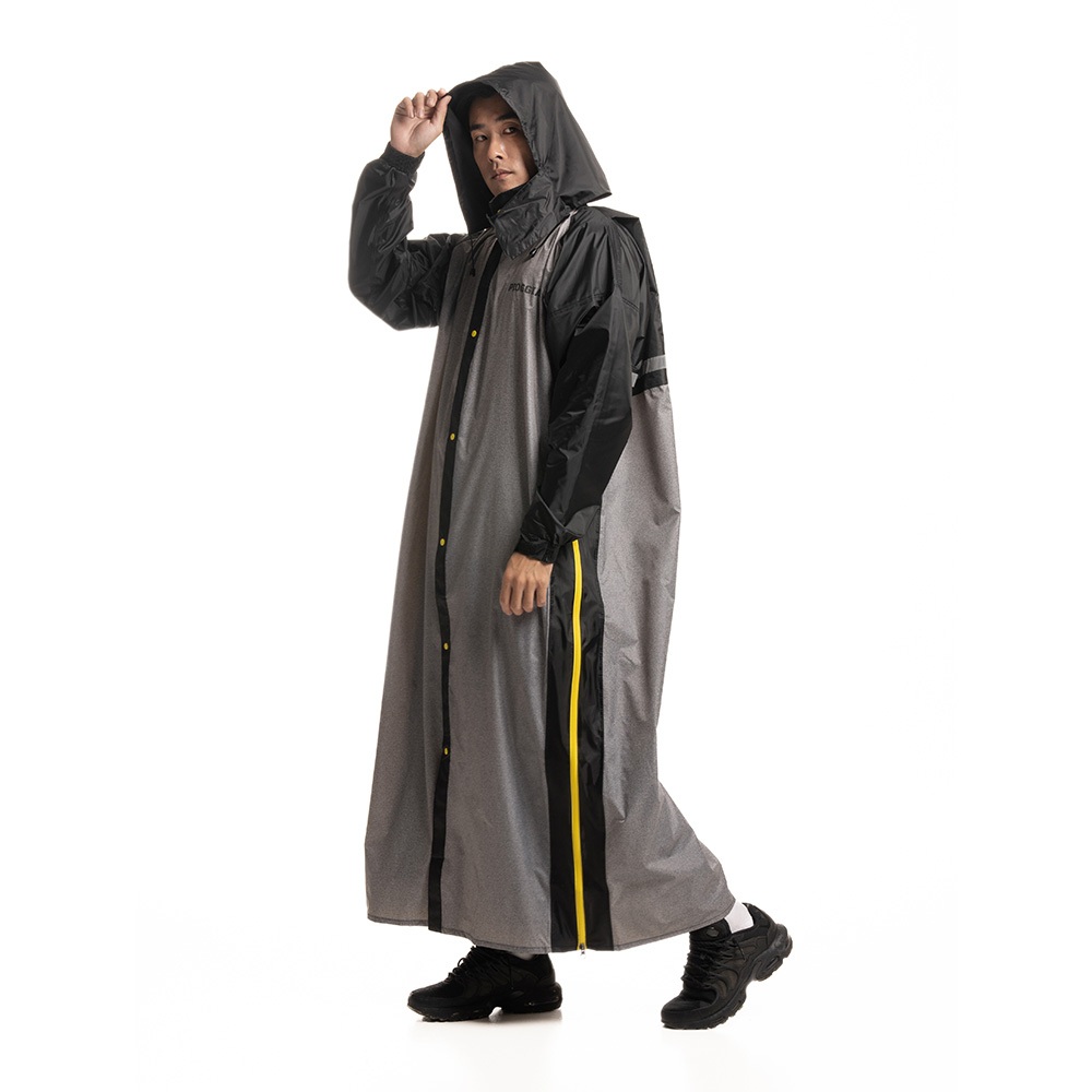 PIOGGIA R2 義式側拉鍊雨衣 2XL-4XL黑色 加高領口設計 背包位反光條防雨保暖, , large