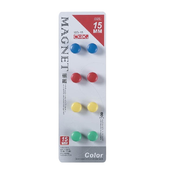 【COX 三燕】15mm 卡裝 彩色 磁鐵 10卡 / 盒  MG-15, , large