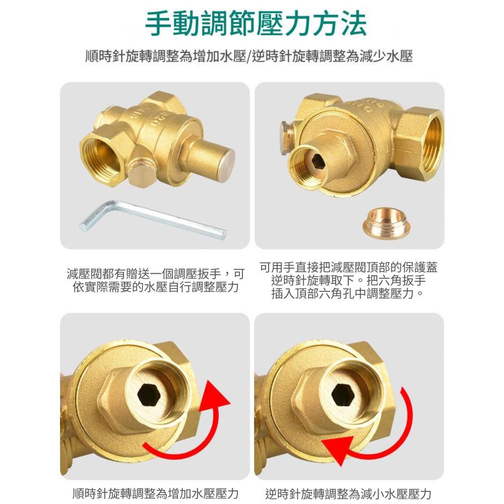 四分減壓閥與錶表DN15(4分)輕型（閥門一個表一個送板手一個）, , large