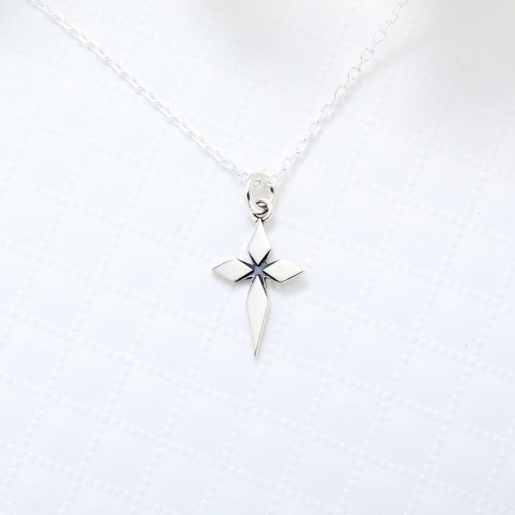【Angel & Me】Star of Bethlehem Cross 925 sterling silver necklace Christmas gift, , large