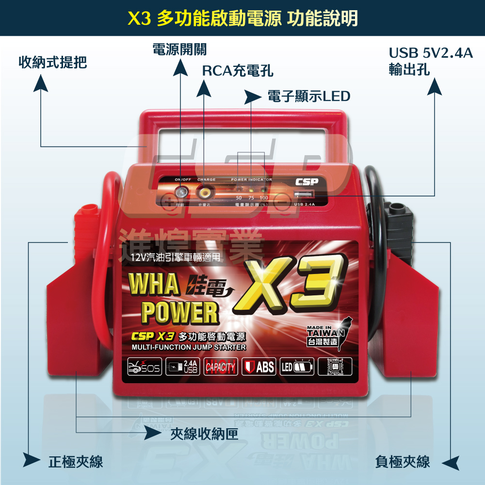 【CSP】哇電X3 哇電 救車電霸 緊急啟動 輕易啟動汽油車 緊急啟動電源 保固一年 鉛酸電池 大燈沒關 汽車拋錨 汽車救援, , large