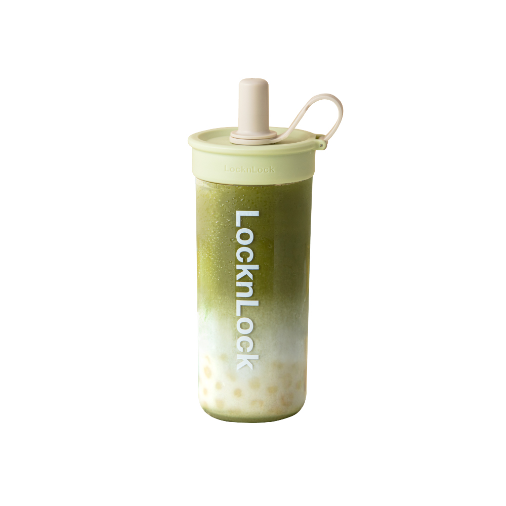 LL bubble tea water bottle 750ml, 俏皮開心果綠, large