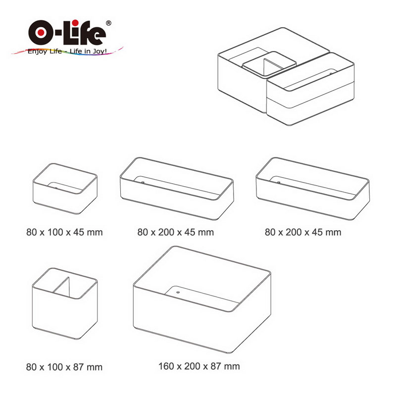 【O-Life】B-015 stacking storage box-white 5-piece set, , large
