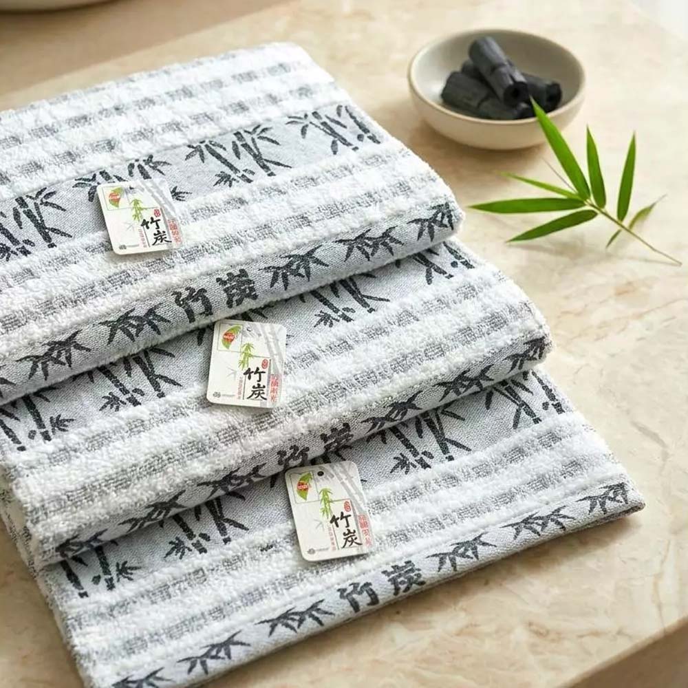 [Kaimei Cotton] MIT made in Taiwan 24 taels of top quality combed cotton antibacterial and deodorizing pure cotton bamboo charcoal towels, , large