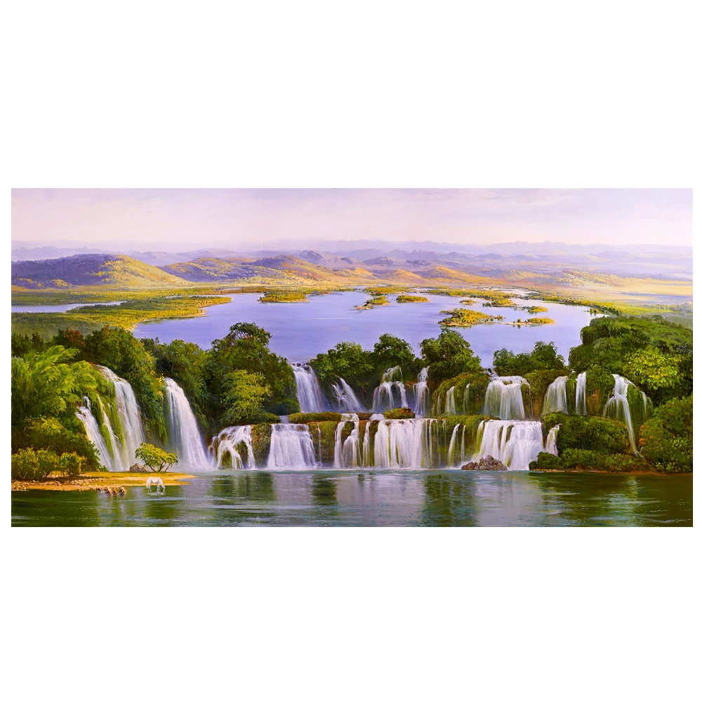 【御畫房】天瀑 國家一級畫師手繪油畫60&times;120cm(VF-118), , large