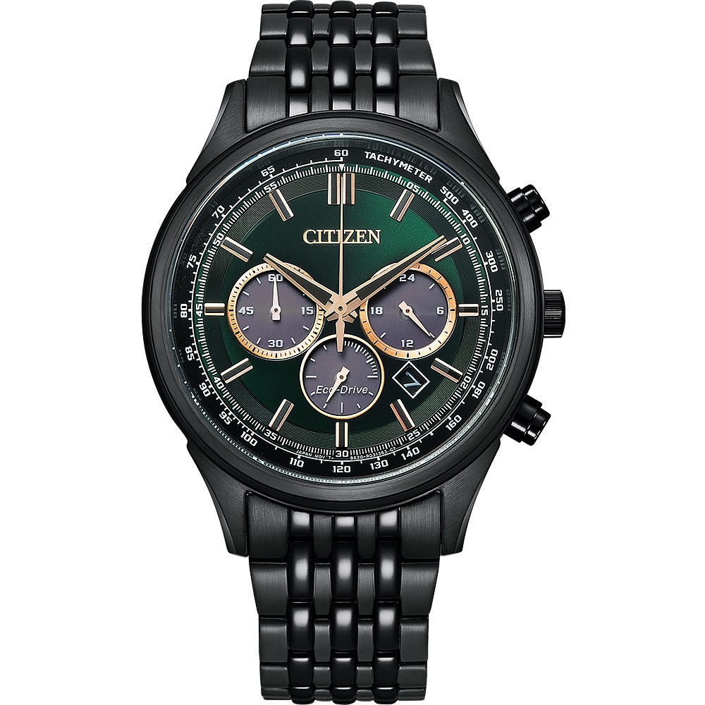 CITIZEN 星辰 亞洲限定 情人節推薦款 光動能計時手錶-黑X極光綠 CA4418-82X, , large